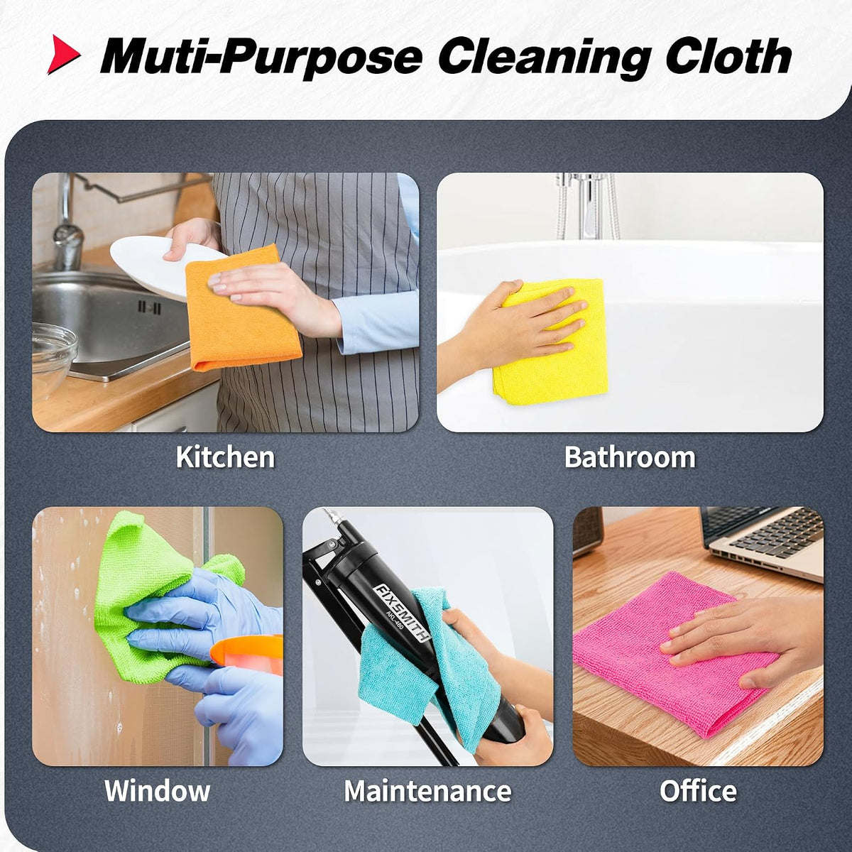 Shop Towels, Pack of 200, Grey Microfiber Cleaning Cloth Bulk, Microfiber Towels for Cars, All-Purpose Absorbent Cleaning Rags, Dust Cloth for Automotive, Mechanic, Garage, 11.5 x 11.5 inch