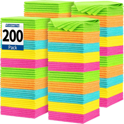 Shop Towels, Pack of 200, Grey Microfiber Cleaning Cloth Bulk, Microfiber Towels for Cars, All-Purpose Absorbent Cleaning Rags, Dust Cloth for Automotive, Mechanic, Garage, 11.5 x 11.5 inch