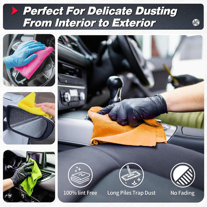 Shop Towels, Pack of 200, Grey Microfiber Cleaning Cloth Bulk, Microfiber Towels for Cars, All-Purpose Absorbent Cleaning Rags, Dust Cloth for Automotive, Mechanic, Garage, 11.5 x 11.5 inch
