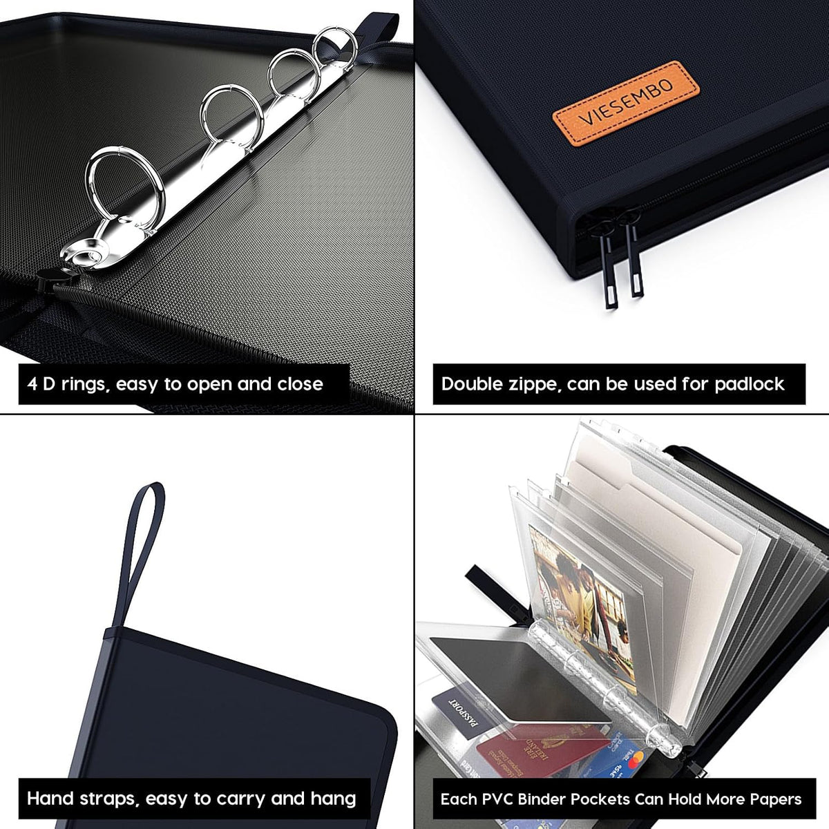 Important Document Organizer Binder with Pocket, Fireproof, Water-Resistant