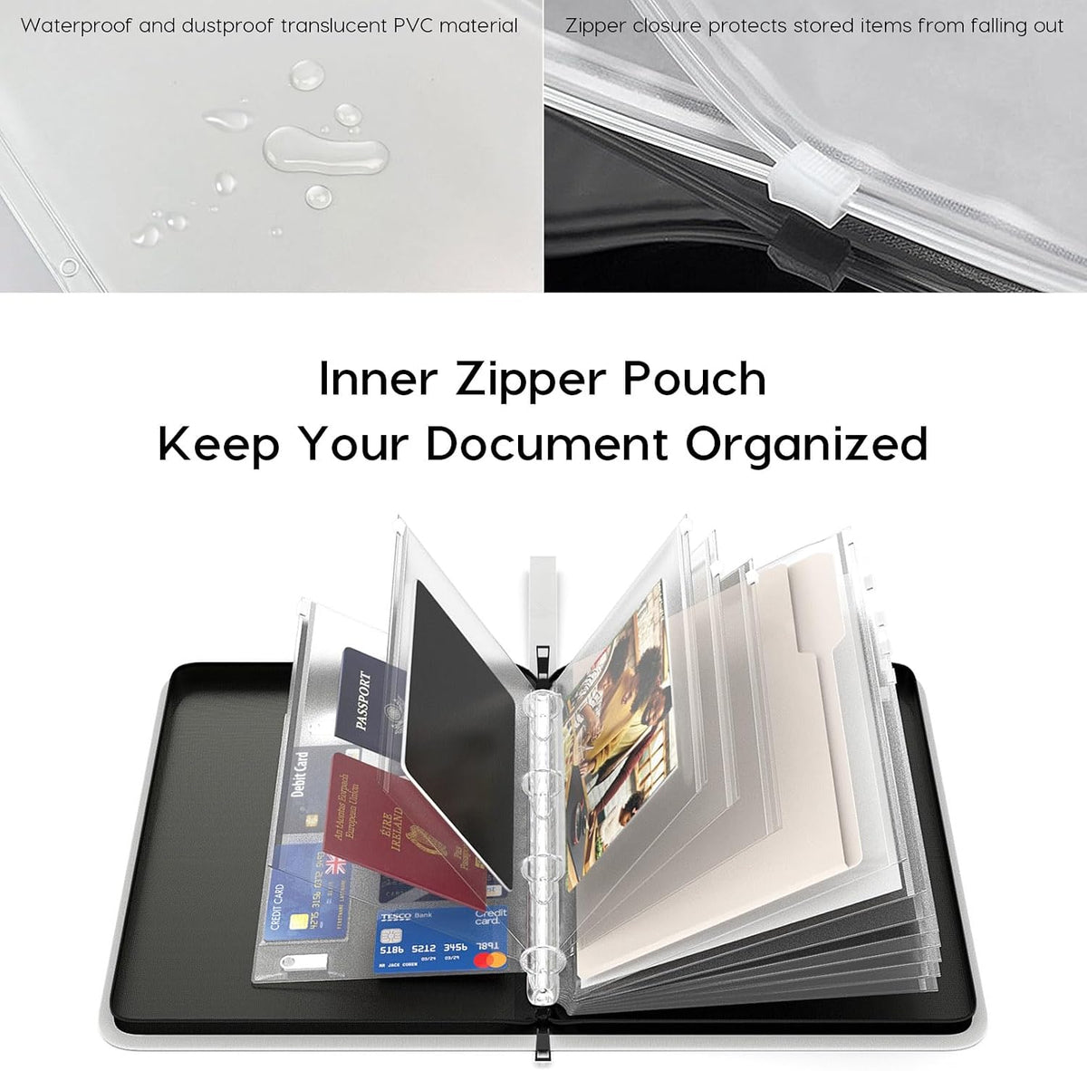 Important Document Organizer Binder with Pocket, Fireproof, Water-Resistant
