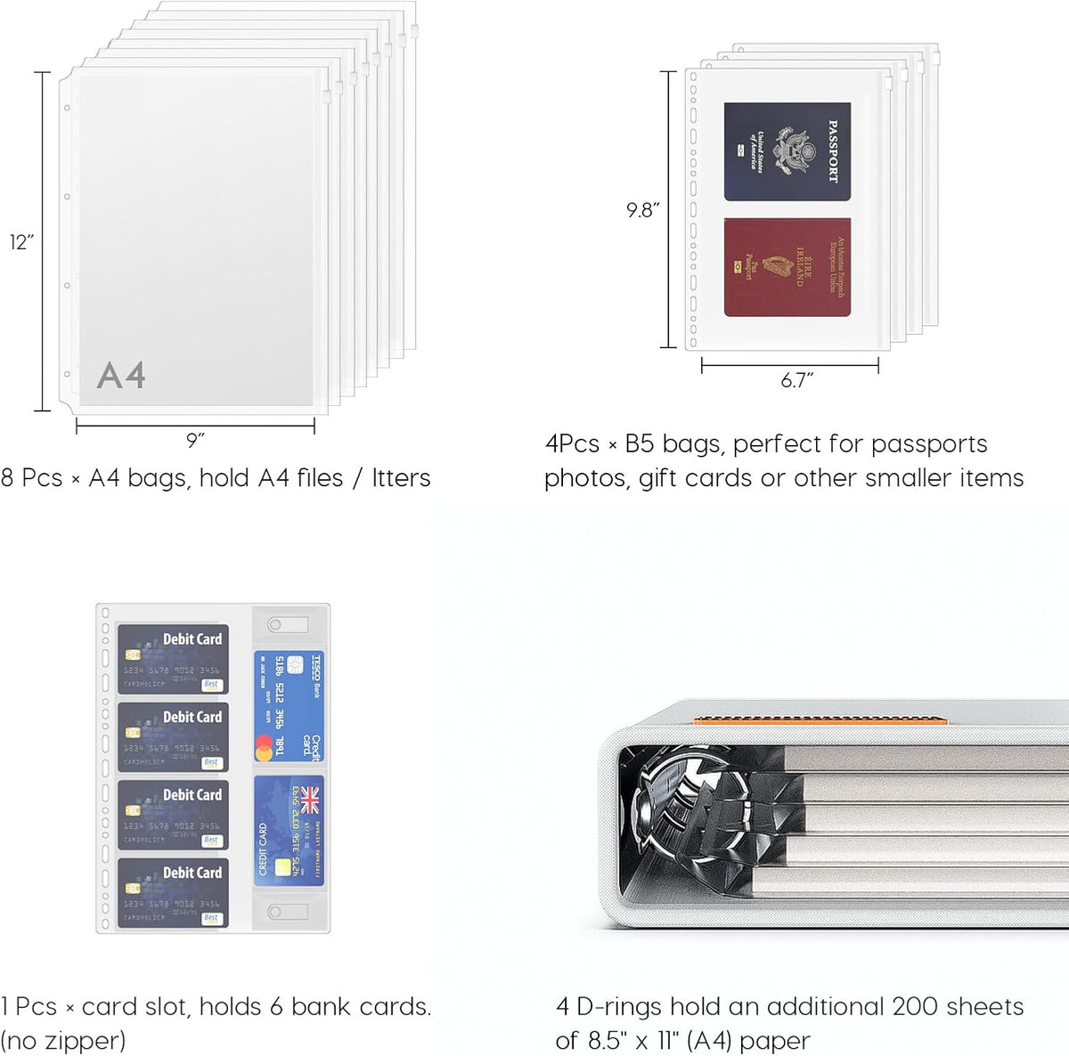 Important Document Organizer Binder with Pocket, Fireproof, Water-Resistant