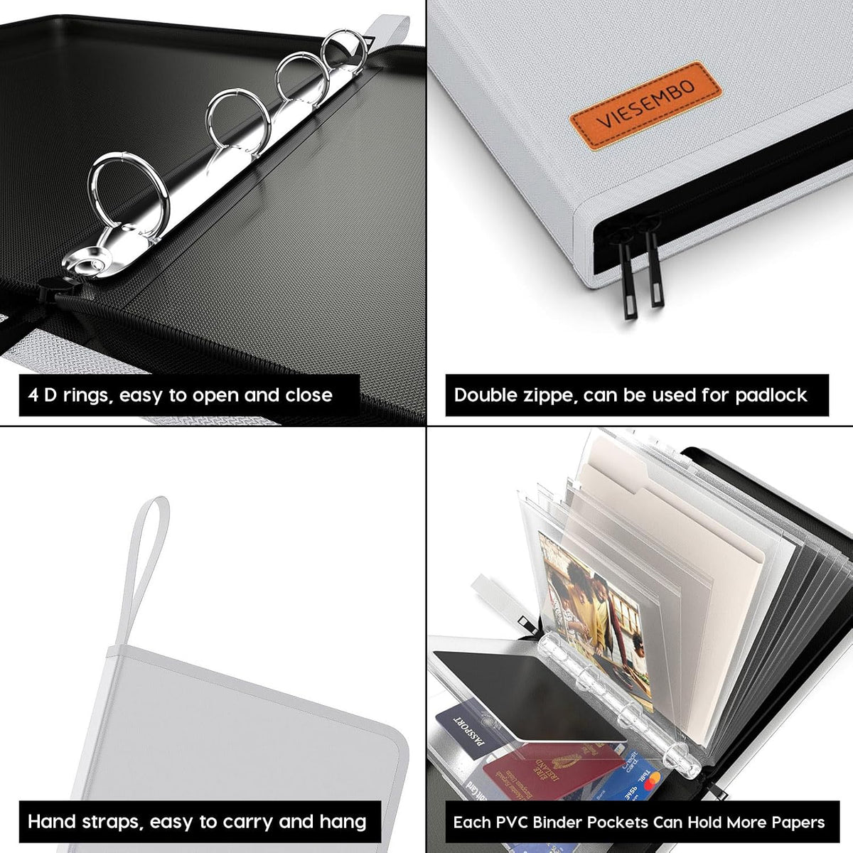Important Document Organizer Binder with Pocket, Fireproof, Water-Resistant