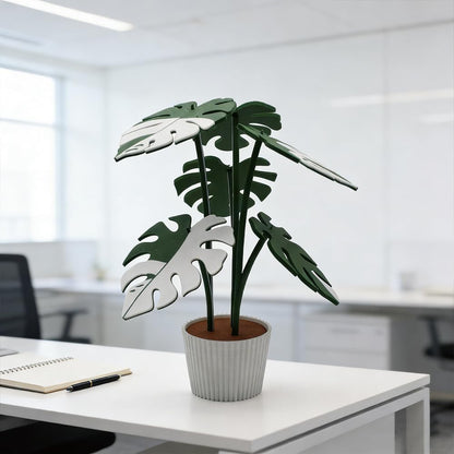 Monstera Plant Coaster Set 6 Leaf Coasters 3D Printed Modern Plant Decor Functional Home Decor Great for Desks Gift for Plant Lovers (White White)