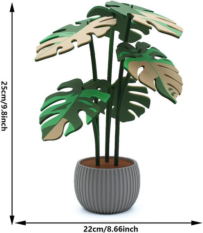 Monstera Plant Coaster Set 6 Leaf Coasters 3D Printed Modern Plant Decor Functional Home Decor Great for Desks Gift for Plant Lovers (White White)
