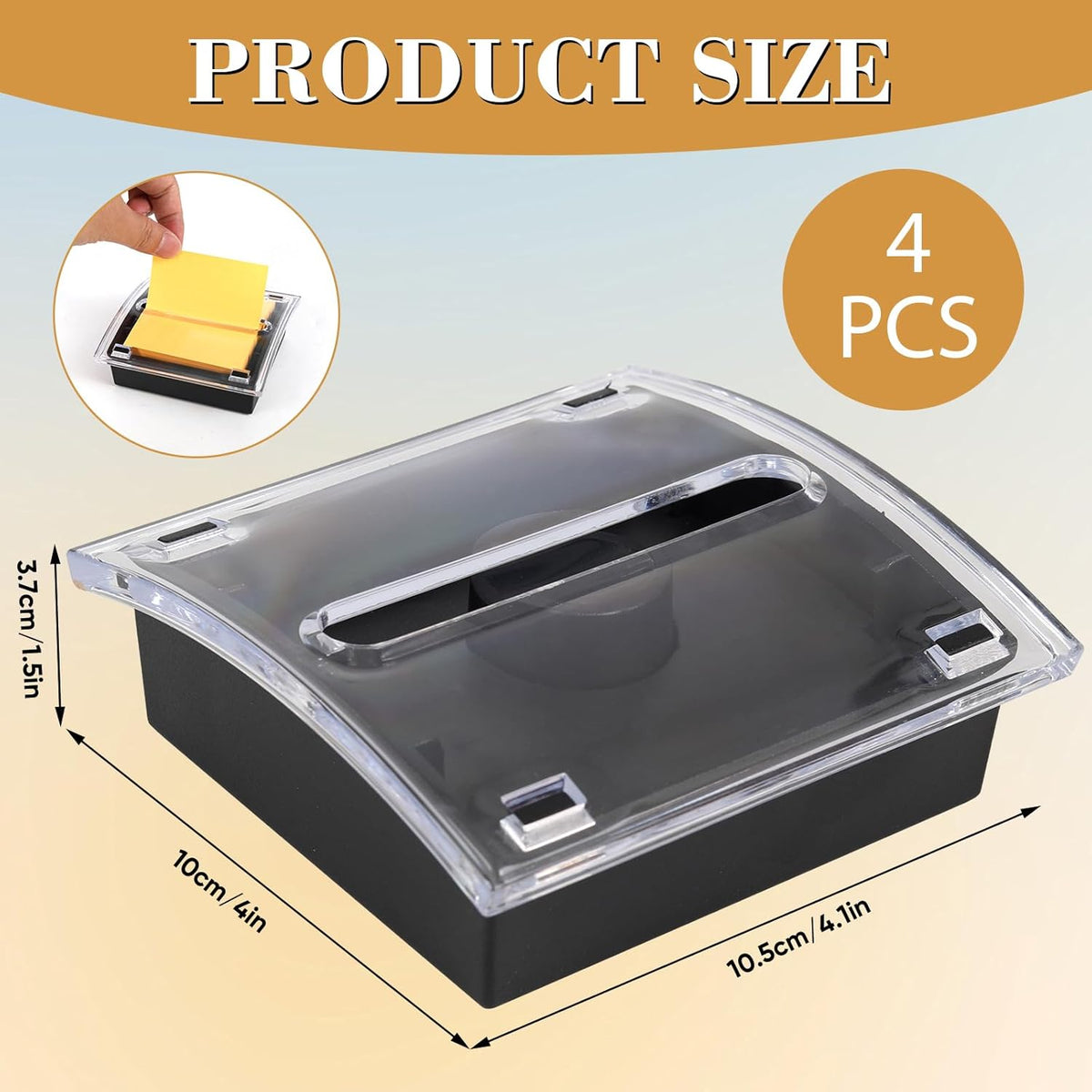 1 Pcs Pop Up Note Dispenser，Sticky Note Holder ，3 x 3 Inch，Clear Top and Black Base Sticky Notes Dispenser for School Office Home Store Classroom Desk Supplies (1)