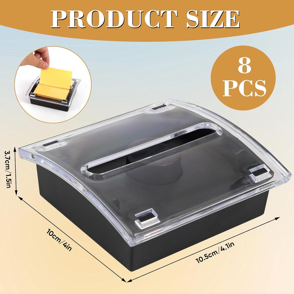 1 Pcs Pop Up Note Dispenser，Sticky Note Holder ，3 x 3 Inch，Clear Top and Black Base Sticky Notes Dispenser for School Office Home Store Classroom Desk Supplies (1)