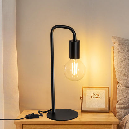 Industrial Table Lamp for Bedroom, Small Table Lamps for Bedside with Wire Switch, E26 Socket Base, Modern Nightstand Lamp for Living Room, Reading, Office, Bulb Not Included.