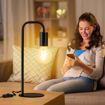 Industrial Table Lamp for Bedroom, Small Table Lamps for Bedside with Wire Switch, E26 Socket Base, Modern Nightstand Lamp for Living Room, Reading, Office, Bulb Not Included.