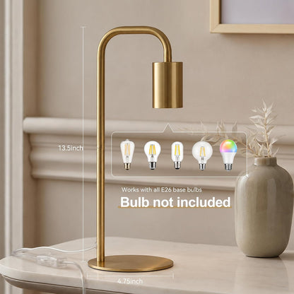 Industrial Table Lamp for Bedroom, Small Table Lamps for Bedside with Wire Switch, E26 Socket Base, Modern Nightstand Lamp for Living Room, Reading, Office, Bulb Not Included.
