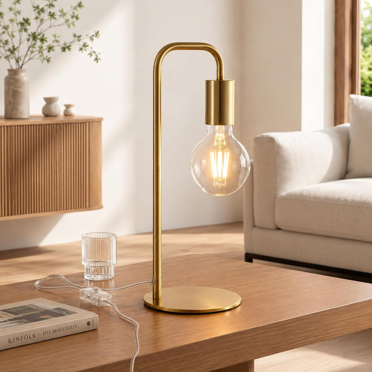 Industrial Table Lamp for Bedroom, Small Table Lamps for Bedside with Wire Switch, E26 Socket Base, Modern Nightstand Lamp for Living Room, Reading, Office, Bulb Not Included.