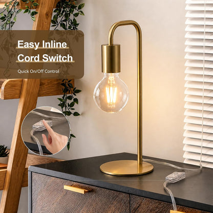 Industrial Table Lamp for Bedroom, Small Table Lamps for Bedside with Wire Switch, E26 Socket Base, Modern Nightstand Lamp for Living Room, Reading, Office, Bulb Not Included.