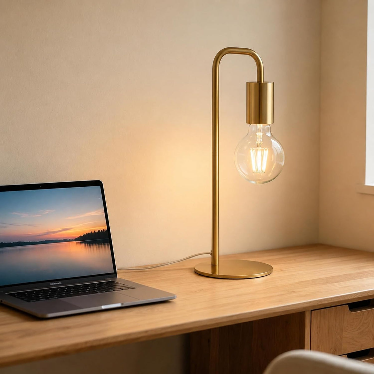 Industrial Table Lamp for Bedroom, Small Table Lamps for Bedside with Wire Switch, E26 Socket Base, Modern Nightstand Lamp for Living Room, Reading, Office, Bulb Not Included.