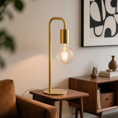 Industrial Table Lamp for Bedroom, Small Table Lamps for Bedside with Wire Switch, E26 Socket Base, Modern Nightstand Lamp for Living Room, Reading, Office, Bulb Not Included.