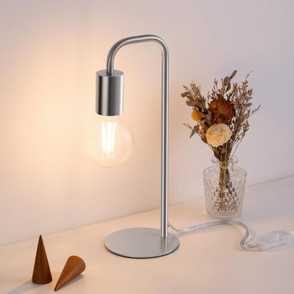 Industrial Table Lamp for Bedroom, Small Table Lamps for Bedside with Wire Switch, E26 Socket Base, Modern Nightstand Lamp for Living Room, Reading, Office, Bulb Not Included.