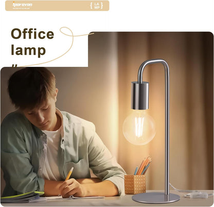 Industrial Table Lamp for Bedroom, Small Table Lamps for Bedside with Wire Switch, E26 Socket Base, Modern Nightstand Lamp for Living Room, Reading, Office, Bulb Not Included.