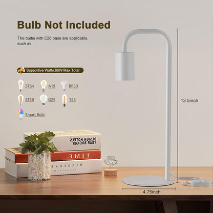 Industrial Table Lamp for Bedroom, Small Table Lamps for Bedside with Wire Switch, E26 Socket Base, Modern Nightstand Lamp for Living Room, Reading, Office, Bulb Not Included.