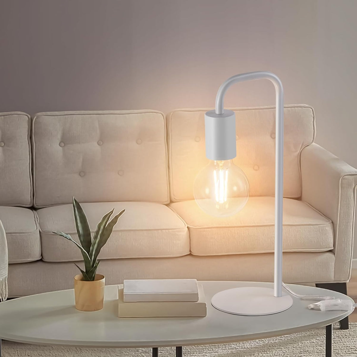 Industrial Table Lamp for Bedroom, Small Table Lamps for Bedside with Wire Switch, E26 Socket Base, Modern Nightstand Lamp for Living Room, Reading, Office, Bulb Not Included.