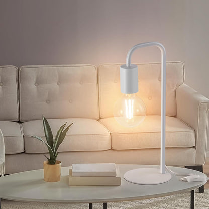 Industrial Table Lamp for Bedroom, Small Table Lamps for Bedside with Wire Switch, E26 Socket Base, Modern Nightstand Lamp for Living Room, Reading, Office, Bulb Not Included.