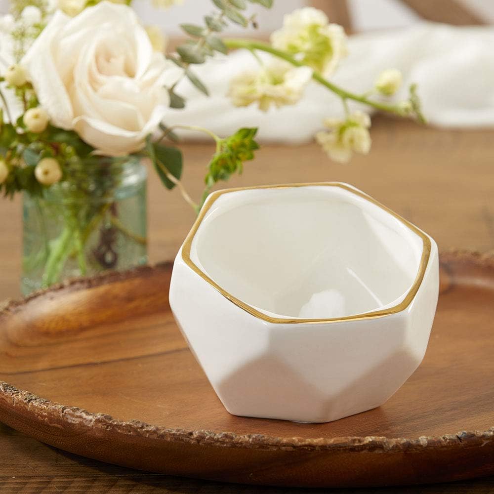 Geometric Ceramic Planters, Mini Decorative Bowls (Set of 3) Small- Succulent Pots, Modern Decor, Shelf Decor, Desk, Table Décor, White