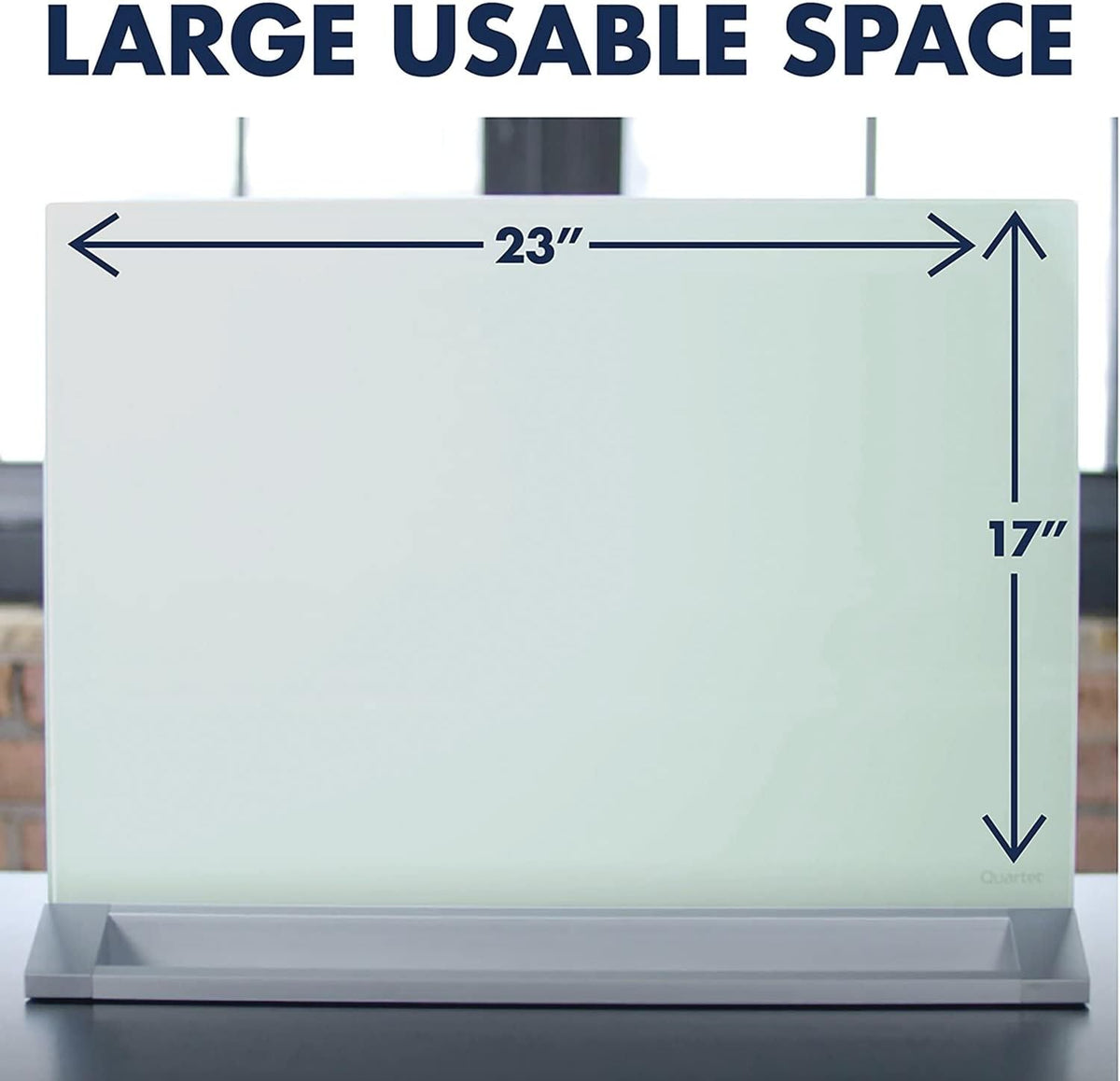 Glass Whiteboard Desktop Panel, Magnetic, 17" x 23", Dry Erase Surface, Includes Accessory Trays, 1 Marker and 2 High-Power Magnets, White (GDP1723W)