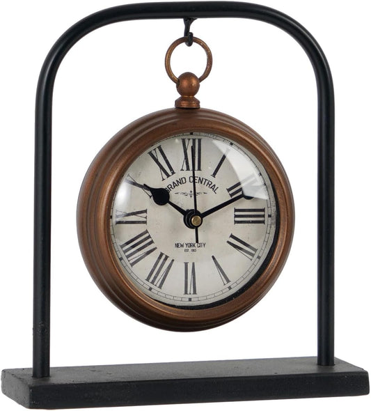 Small Vintage Desk Clock, Silent Decorative Bronze Table Clock