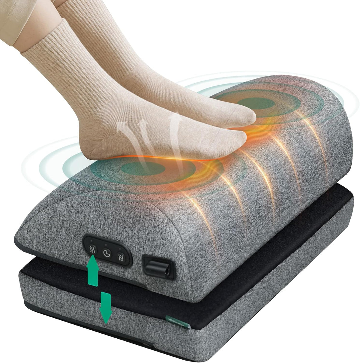 Heated Foot Rest Under Desk, Adjustable Height Foot Stool with Heat