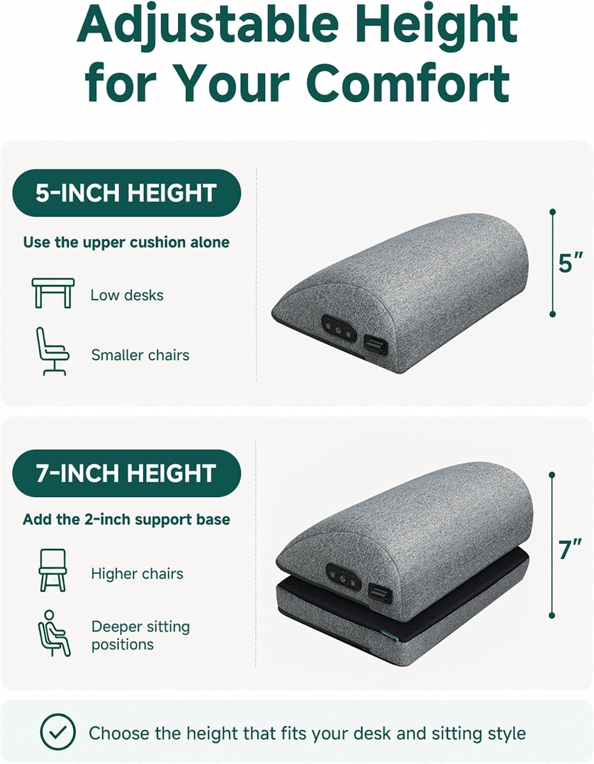 Heated Foot Rest Under Desk, Adjustable Height Foot Stool with Heat