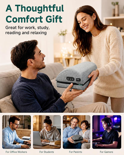 Heated Foot Rest Under Desk, Adjustable Height Foot Stool with Heat