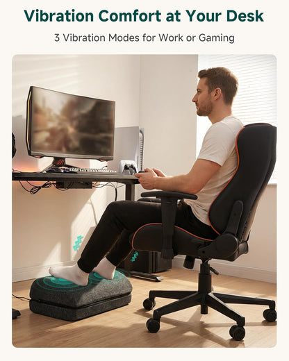 Heated Foot Rest Under Desk, Adjustable Height Foot Stool with Heat