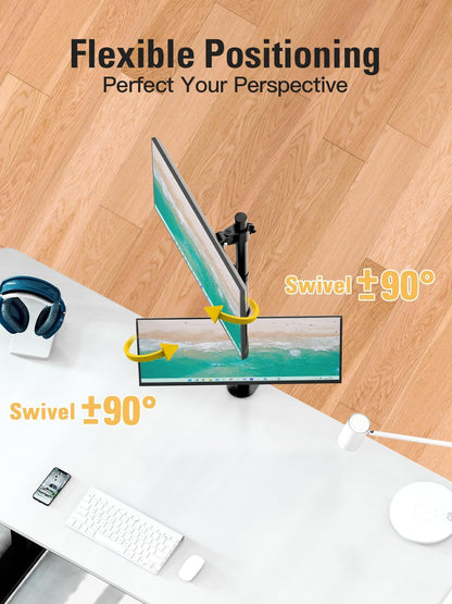 Stable Vertical Dual Monitor Stand, Stacked Monitor Mount for 2 Screens Up to 32 inch, Full Motion Monitor Desk Mount with Swivel, Tilt, Rotation, Holds 17.6 lbs Each, Max VESA 100x100mm