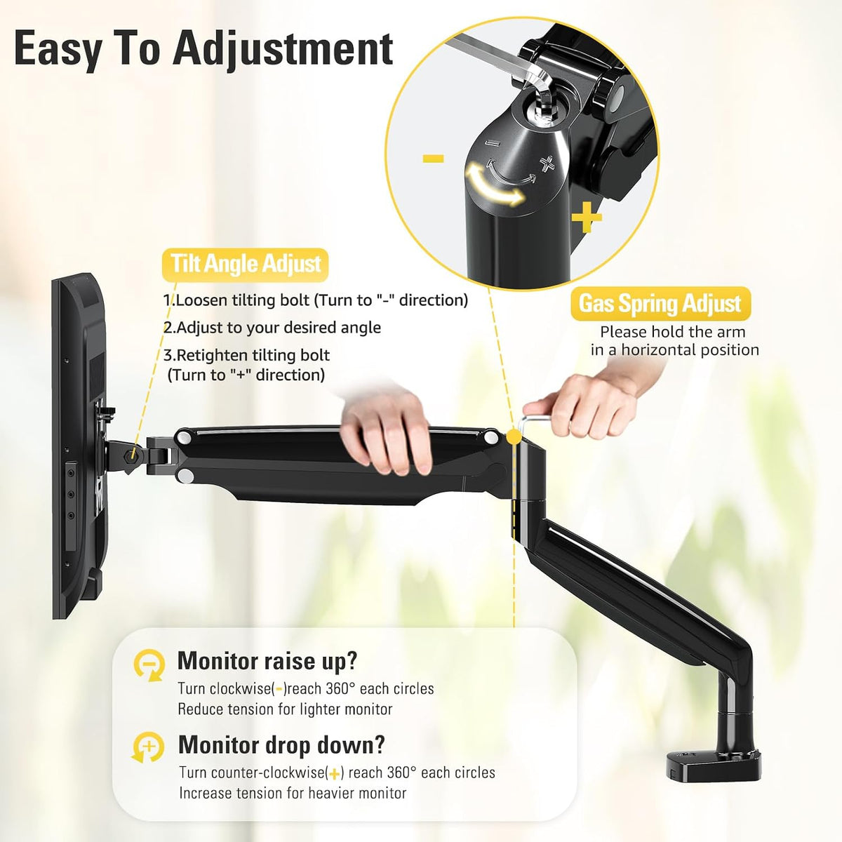 Stable Vertical Dual Monitor Stand, Stacked Monitor Mount for 2 Screens Up to 32 inch, Full Motion Monitor Desk Mount with Swivel, Tilt, Rotation, Holds 17.6 lbs Each, Max VESA 100x100mm