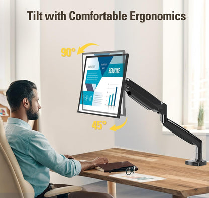 Stable Vertical Dual Monitor Stand, Stacked Monitor Mount for 2 Screens Up to 32 inch, Full Motion Monitor Desk Mount with Swivel, Tilt, Rotation, Holds 17.6 lbs Each, Max VESA 100x100mm