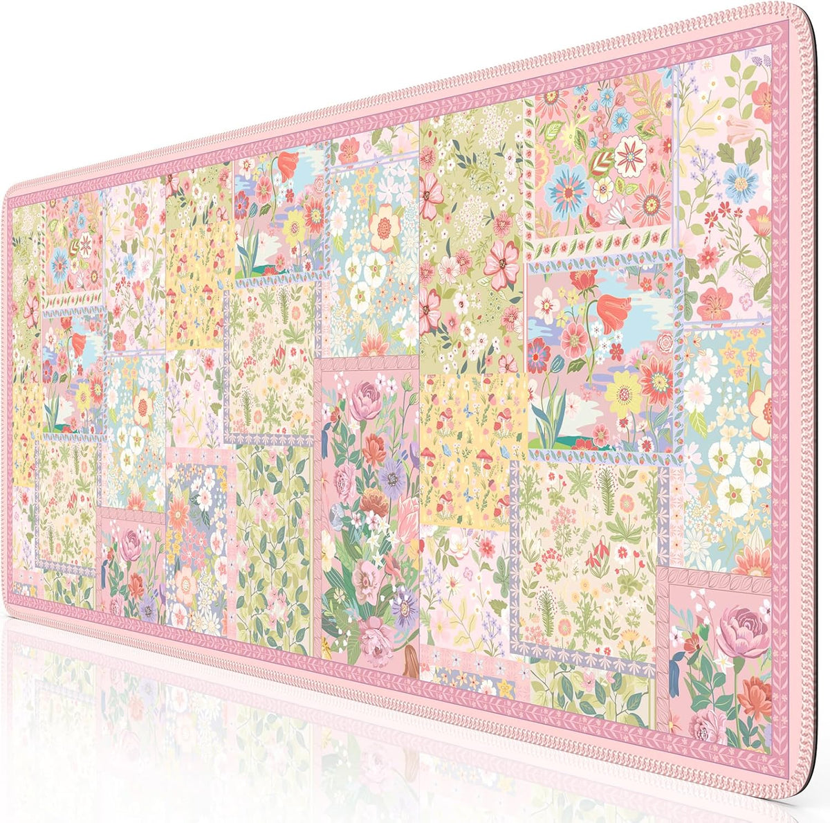 Desk Mat,Mouse Pad for Office Desk,35.4x15.7in,Pink Flowers