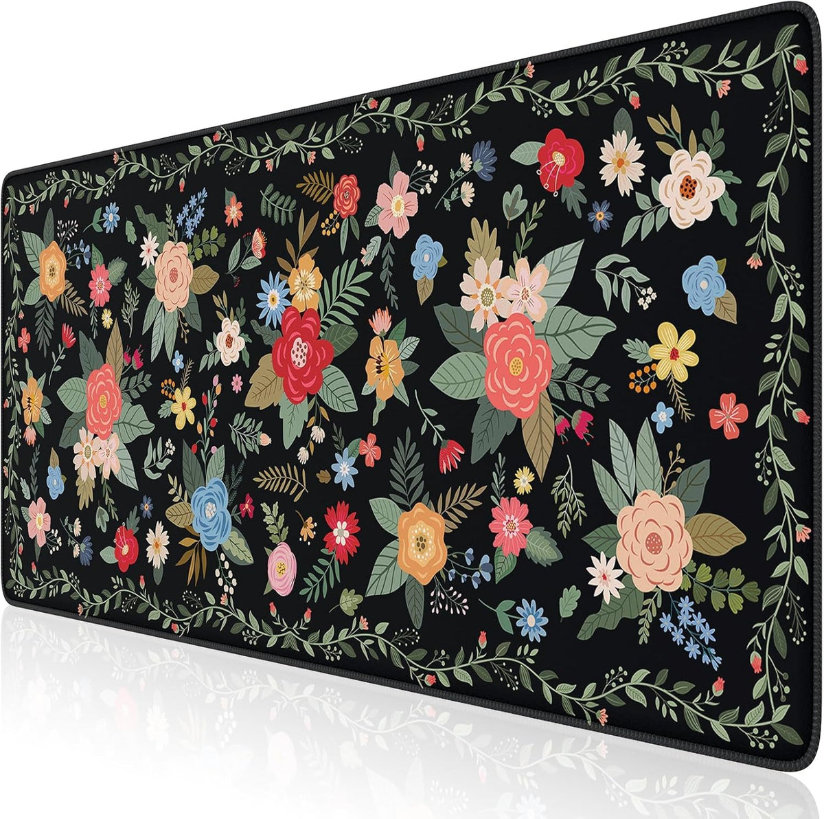 Desk Mat,Mouse Pad for Office Desk,35.4x15.7in,Pink Flowers
