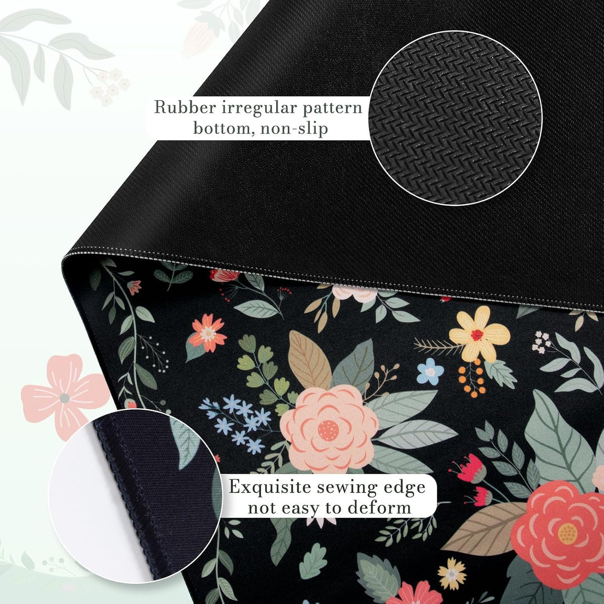 Desk Mat,Mouse Pad for Office Desk,35.4x15.7in,Pink Flowers