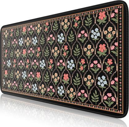 Desk Mat,Mouse Pad for Office Desk,35.4x15.7in,Pink Flowers