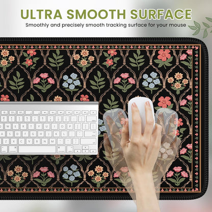 Desk Mat,Mouse Pad for Office Desk,35.4x15.7in,Pink Flowers