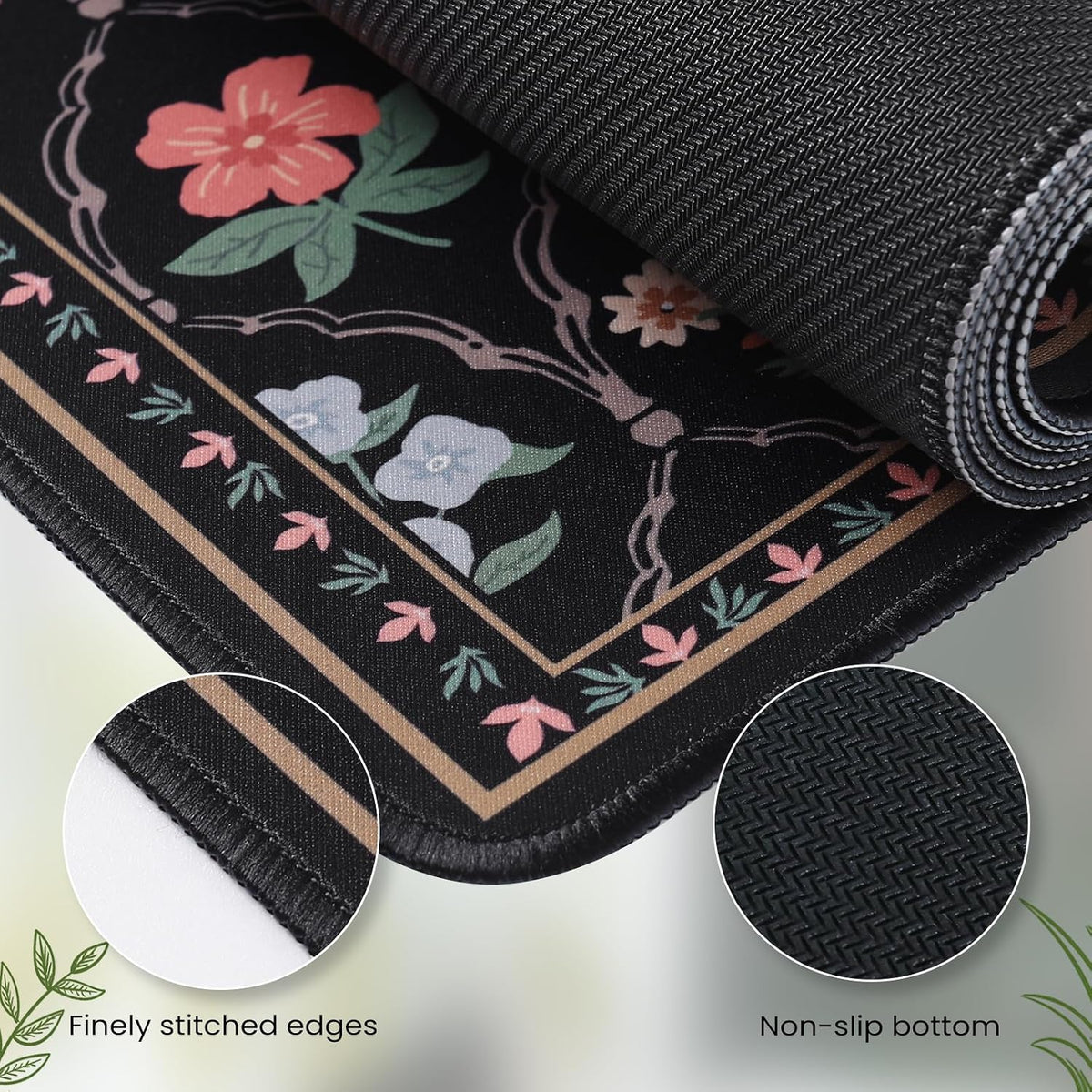 Desk Mat,Mouse Pad for Office Desk,35.4x15.7in,Pink Flowers
