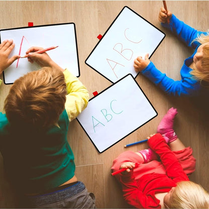 12"x9" Portable White Board with Foldable Stand, A4 Small Whiteboard, Ultra-Smooth Anti-Ghosting Surface, Easy Wipes Dry Erase Board for Office Home School, Includes Marker & Eraser (Black)
