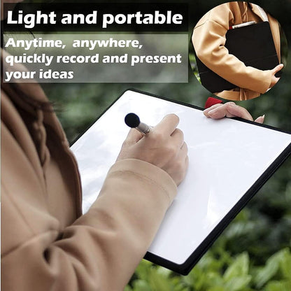 12"x9" Portable White Board with Foldable Stand, A4 Small Whiteboard, Ultra-Smooth Anti-Ghosting Surface, Easy Wipes Dry Erase Board for Office Home School, Includes Marker & Eraser (Black)