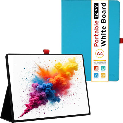 12"x9" Portable White Board with Foldable Stand, A4 Small Whiteboard, Ultra-Smooth Anti-Ghosting Surface, Easy Wipes Dry Erase Board for Office Home School, Includes Marker & Eraser (Black)