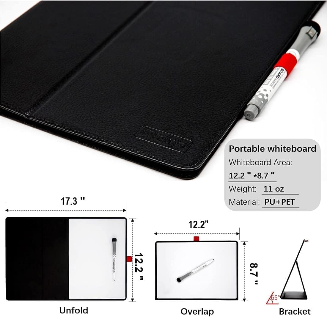 12"x9" Portable White Board with Foldable Stand, A4 Small Whiteboard, Ultra-Smooth Anti-Ghosting Surface, Easy Wipes Dry Erase Board for Office Home School, Includes Marker & Eraser (Black)