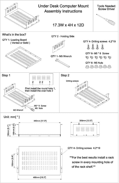 17" Under Desk Computer Mount for Small Form Factor Computers