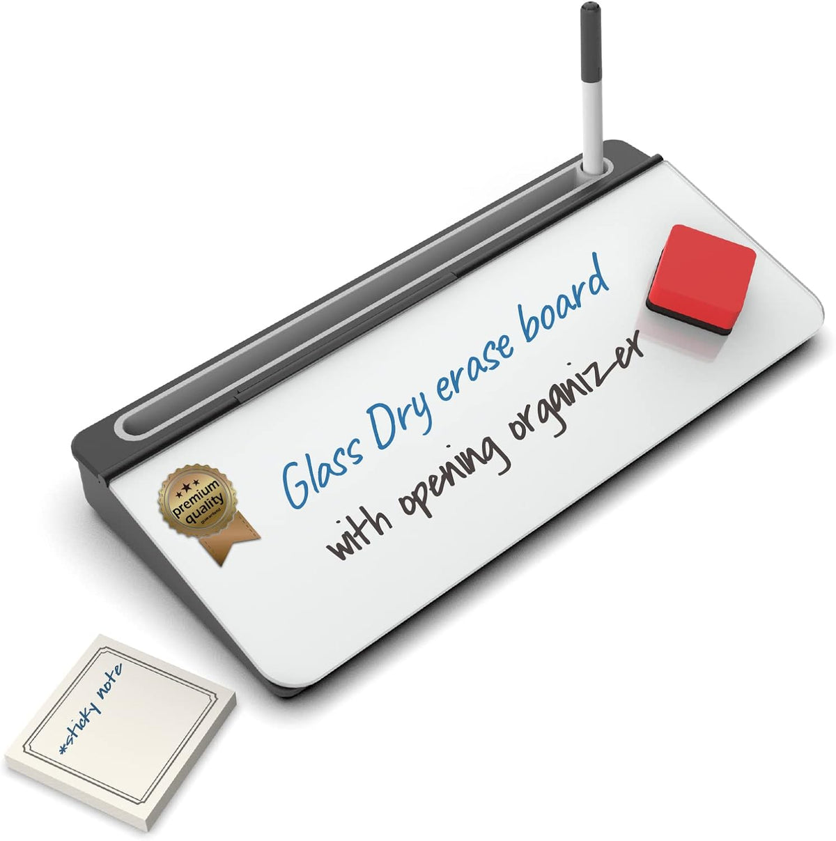 Glass Desktop Keyboard Whiteboard Set, Black