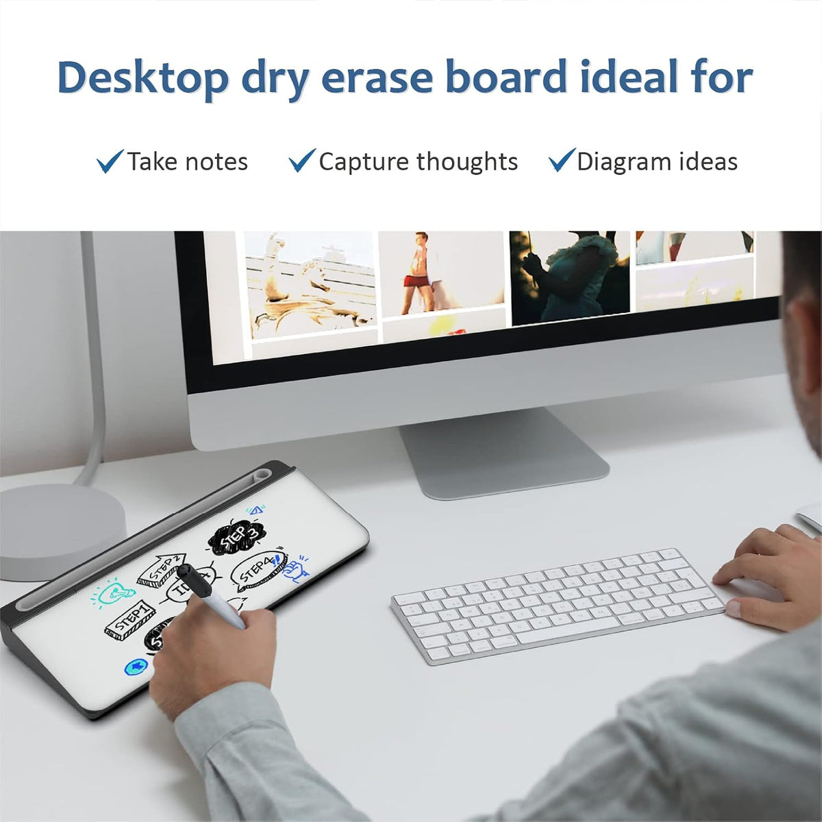 Glass Desktop Keyboard Whiteboard Set, Black