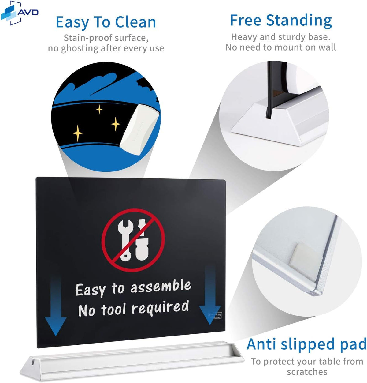 Glass Desktop Keyboard Whiteboard Set, Black
