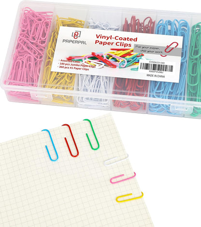 PAPERPAL Paperclips for Office School & Personal Use, #1 Nonskid Paper Clip (1-2/7"), 600 Medium Paper Clips (6 Boxes of 100 Each), Silver