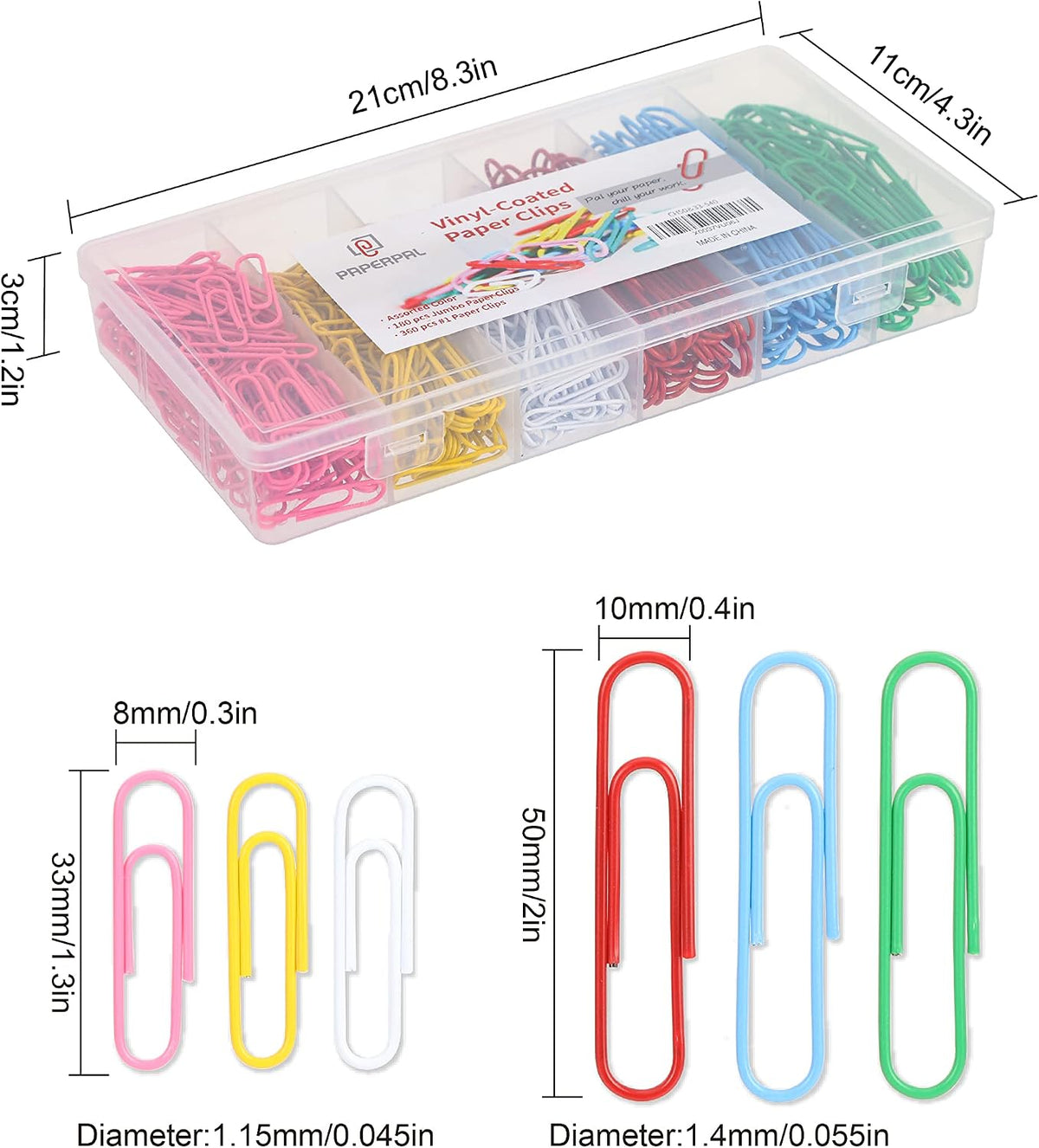 PAPERPAL Paperclips for Office School & Personal Use, #1 Nonskid Paper Clip (1-2/7"), 600 Medium Paper Clips (6 Boxes of 100 Each), Silver