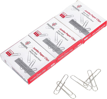PAPERPAL Paperclips for Office School & Personal Use, #1 Nonskid Paper Clip (1-2/7"), 600 Medium Paper Clips (6 Boxes of 100 Each), Silver